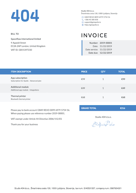 invoice template example