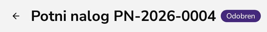 Odobren potni nalog z oznako statusa