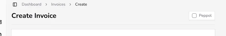 Create Invoice form with a Peppol checkbox next to the page title