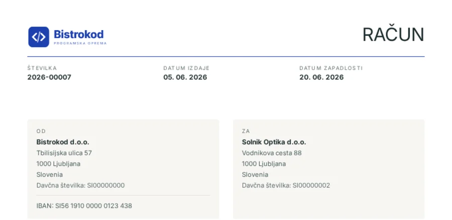 The same invoice template with another company's logo and colour